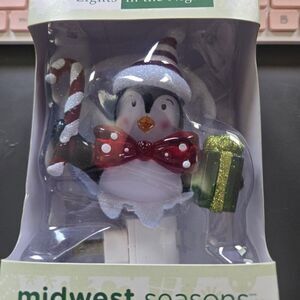 Midwest Seasons Lights in the Night Penguin Candy Cane Present Nightlight New